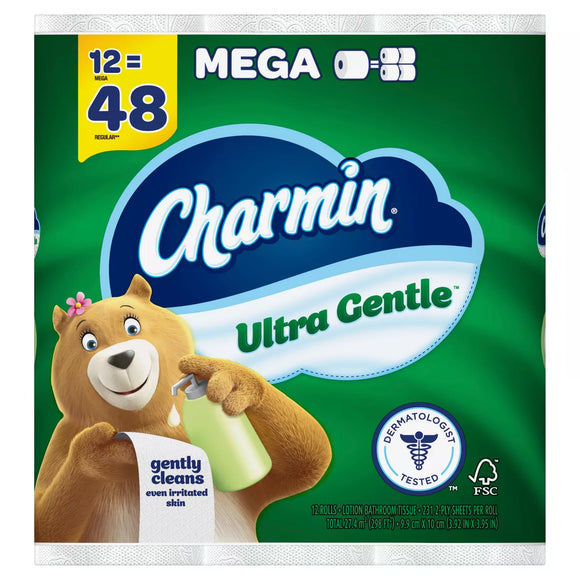 Charmin Toilet Paper Ultra Gentle Mega Roll 12 Pack