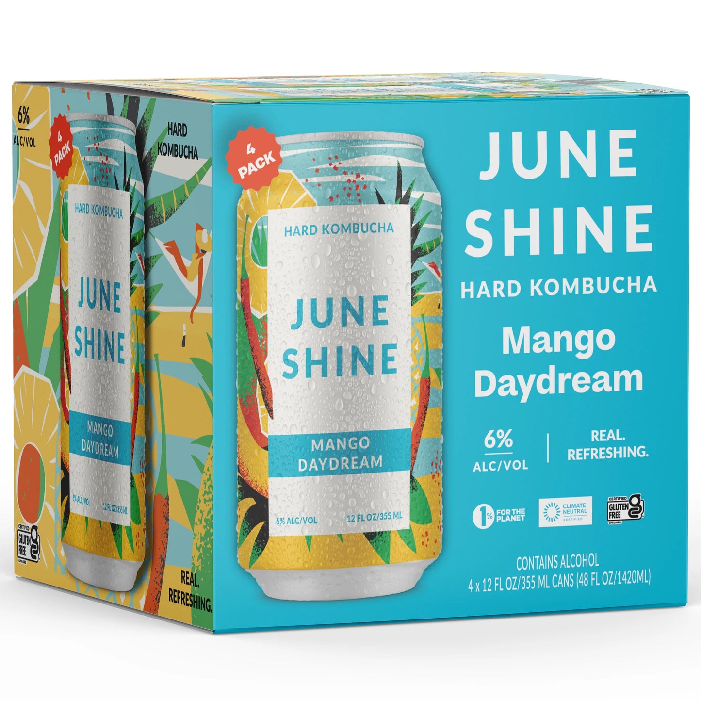 Juneshine Hard Kombucha Mango Daydream 12oz. Can