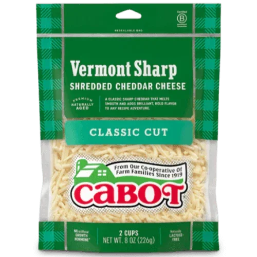 Cabot Shredded Cheese Vermont Sharp White 8oz. - East Side Grocery
