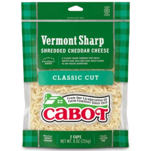 Cabot Shredded Cheese Vermont Sharp White 8oz. - East Side Grocery