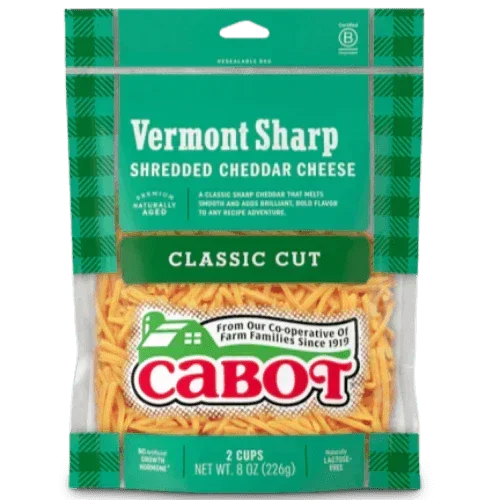 Cabot Shredded Cheese Vermont Sharp Yellow 8oz. - East Side Grocery