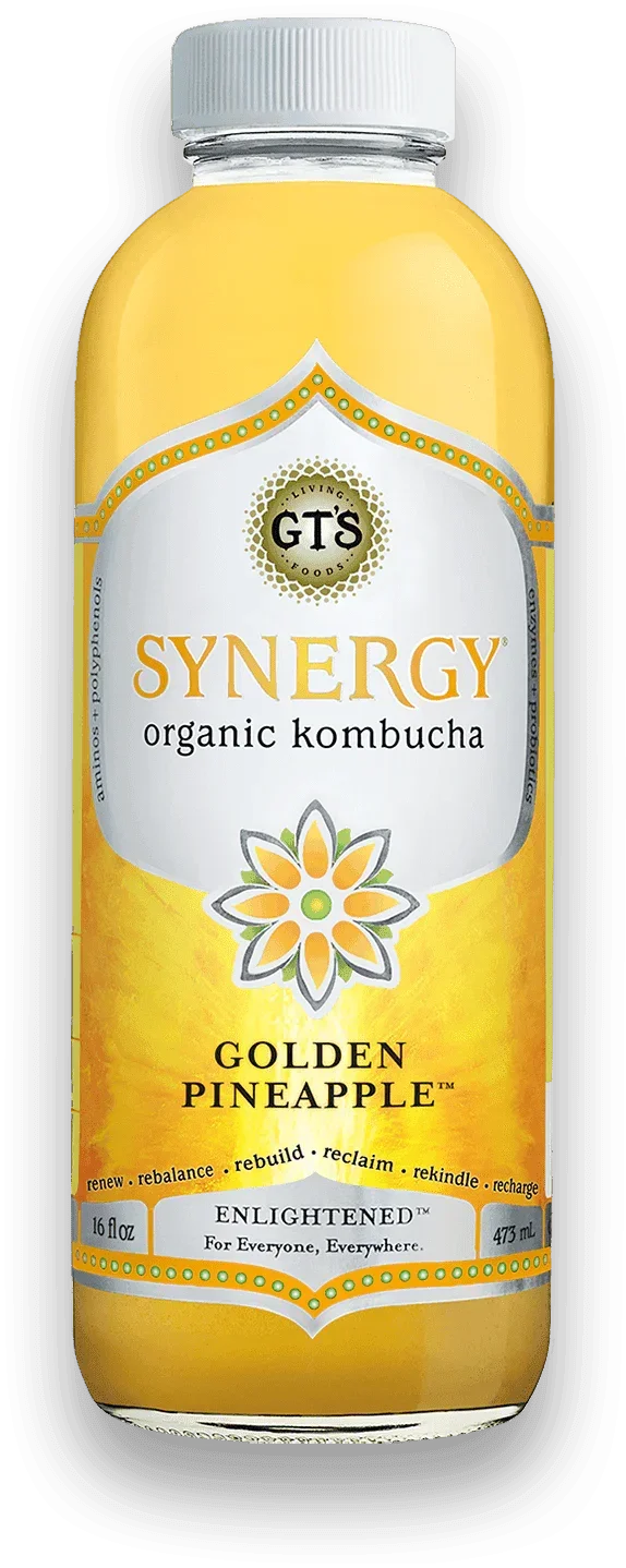 GT'S Synergy Kombucha Golden Pineapple 16oz. - East Side Grocery