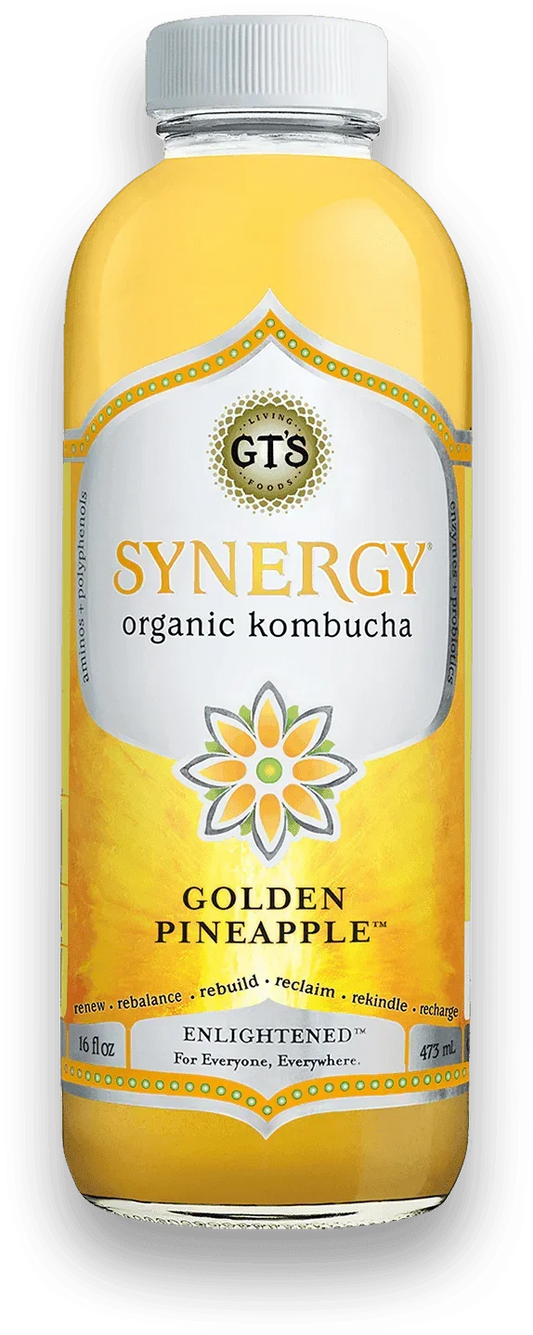 GT'S Synergy Kombucha Golden Pineapple 16oz. - East Side Grocery