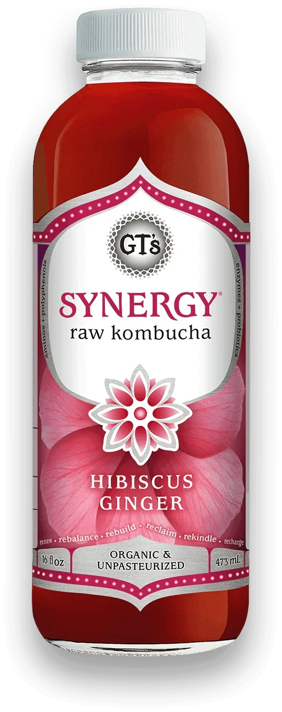 GT'S Synergy Kombucha Hibiscus Ginger 16oz. - East Side Grocery