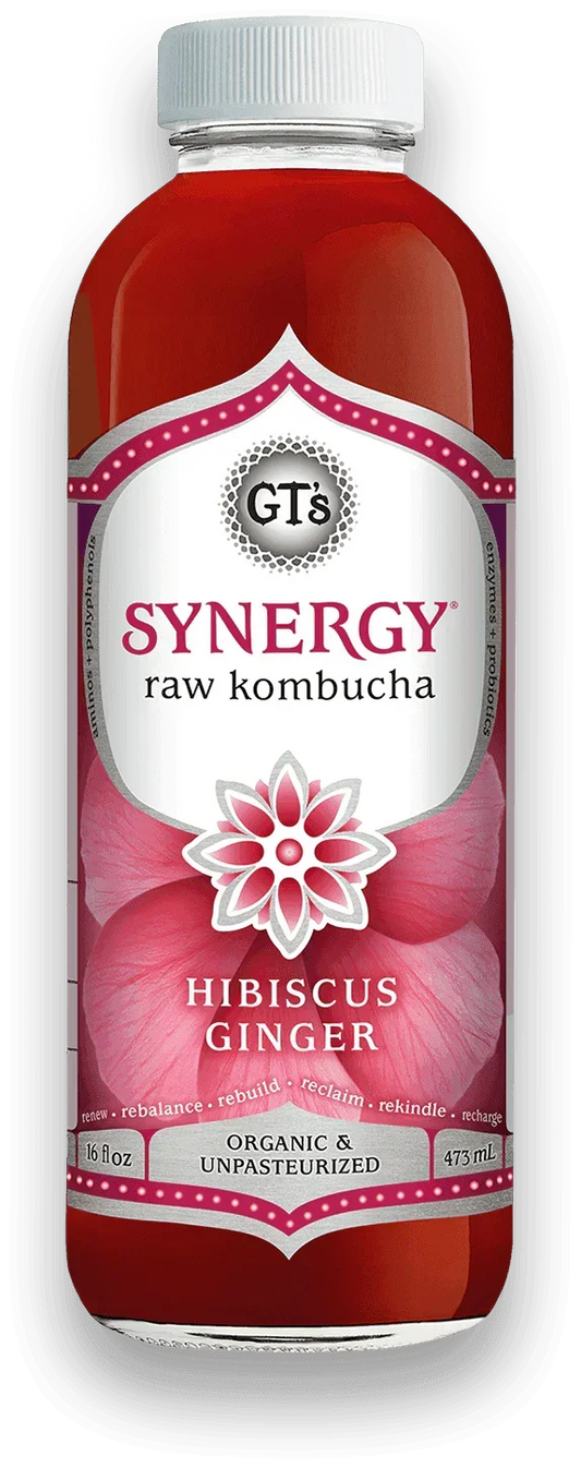 GT'S Synergy Kombucha Hibiscus Ginger 16oz. - East Side Grocery