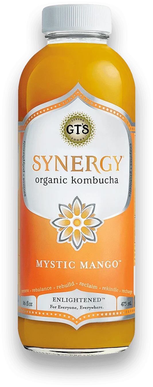 GT'S Synergy Kombucha Mystic Mango 16oz. - East Side Grocery