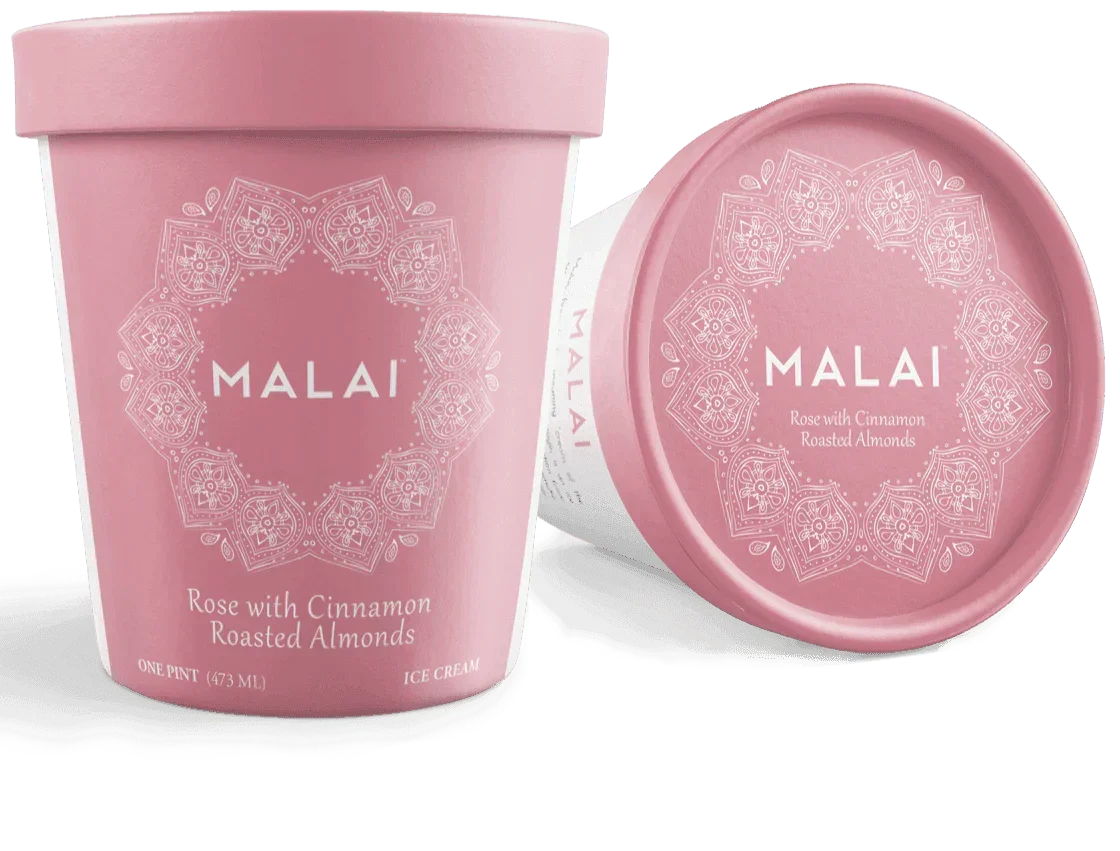 Malai Ice Cream Rose with Cinnamon Roasted Almonds 1-Pint - East Side Grocery