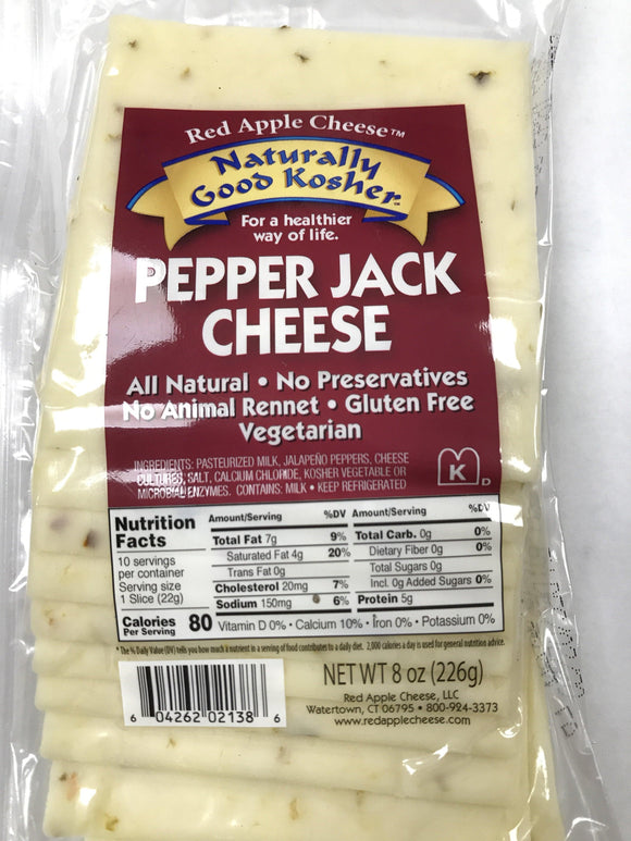 Naturally Kosher Pepper Jack Sliced Cheese 8oz. - East Side Grocery