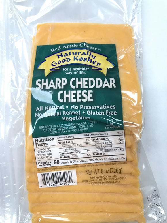 Naturally Kosher Sharp Cheddar Sliced Cheese 8oz. - East Side Grocery