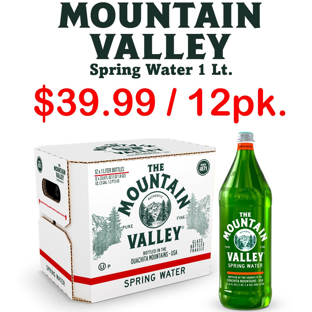 Mountain Valley Spring Water 1 Lt. - 12 Pack Special