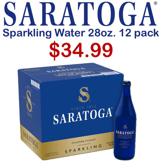 Saratoga Sparkling Water 28oz. - 12 Pack Special