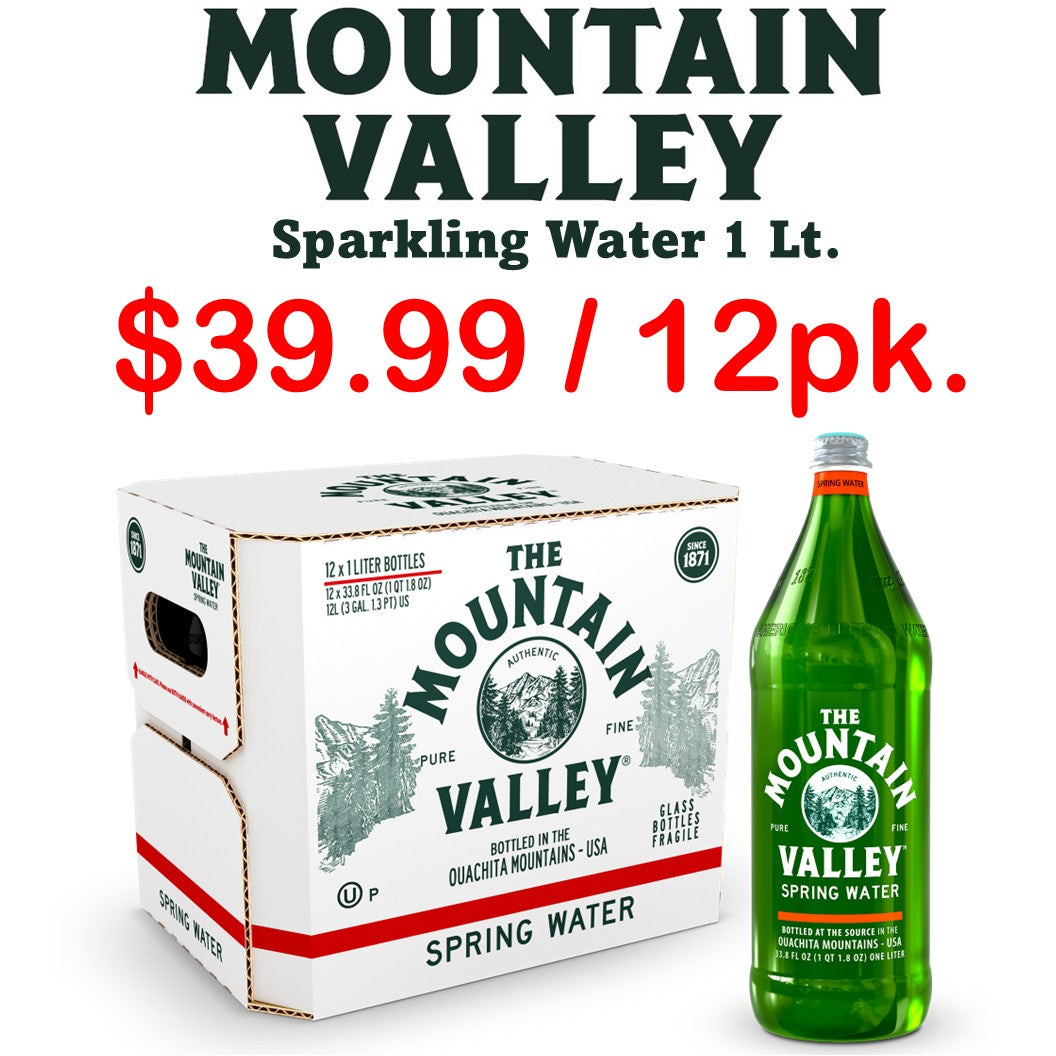 Mountain Valley Sparkling Water 1 Lt. - 12 Pack Special
