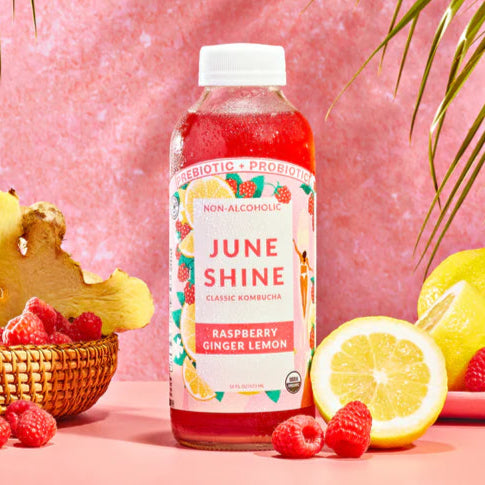 Junshine Kombucha Raspberry Ginger Lemon 16oz.