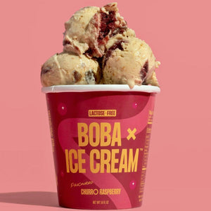 Boba Ice Cream Churro Raspberry - Pint - East Side Grocery
