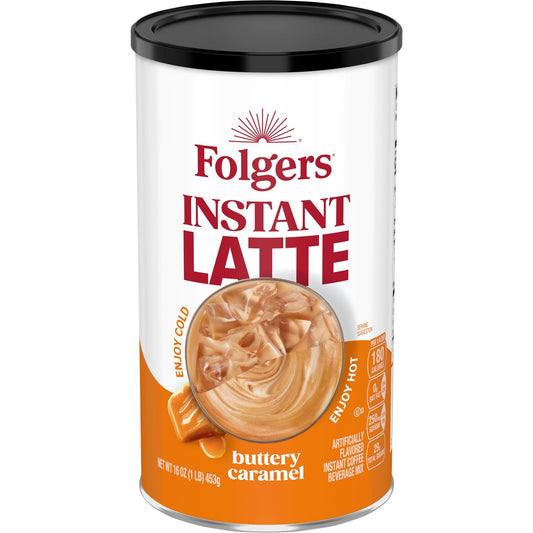 Folgers Instant Latte Buttery Caramel 16oz.