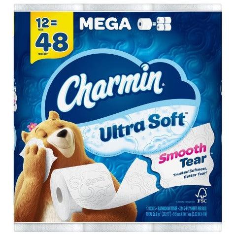 Charmin Toilet Paper Ultra Soft Mega Roll 12 Pack - East Side Grocery