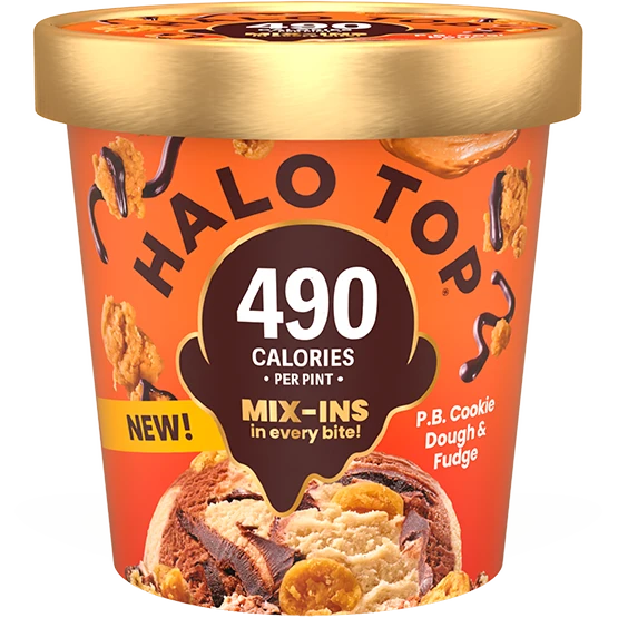 Halo Top MIX-INS P.B. Cookie Dough & Fudge 16oz.