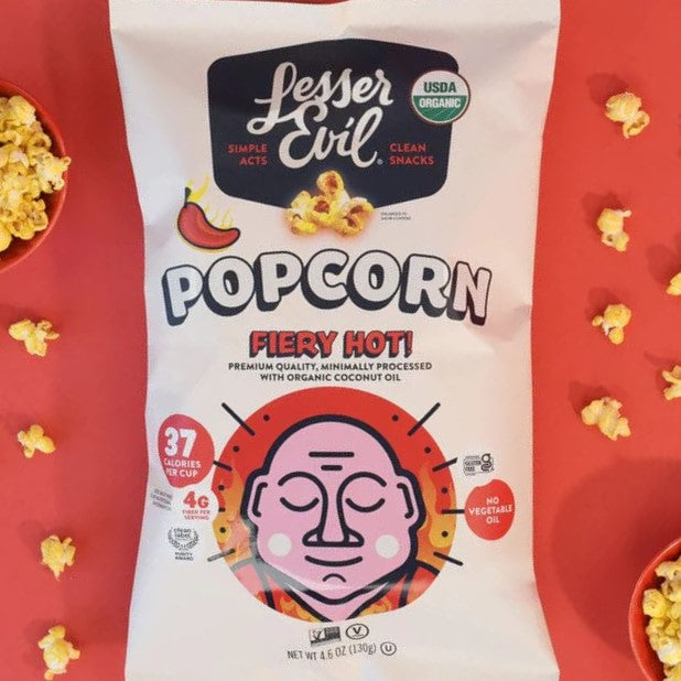 Lesser Evil Fiery Hot Popcorn 4.6oz.