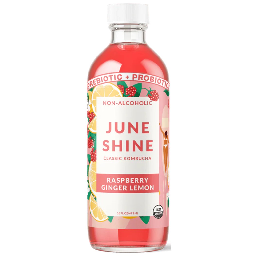 Junshine Kombucha Raspberry Ginger Lemon 16oz.