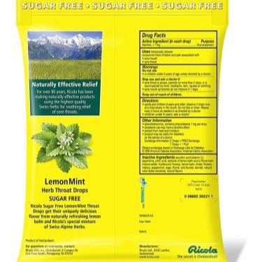 Ricola Sugar Free Lemon Mint 19ct.