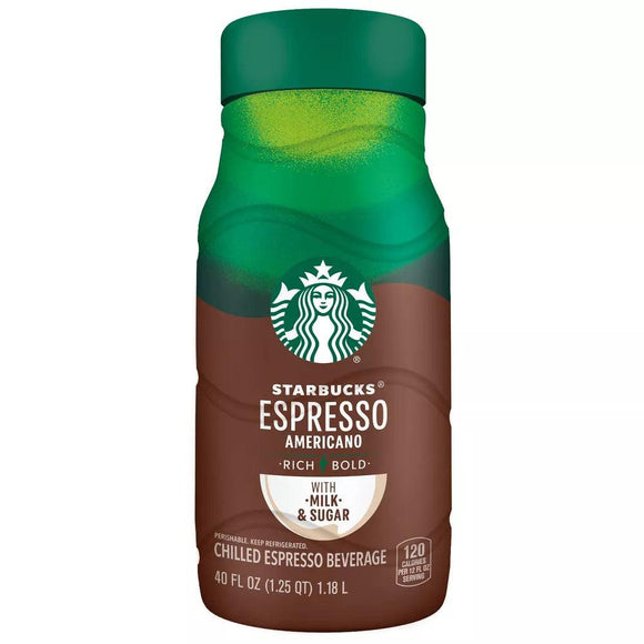 Starbucks Chilled Espresso Americano with Milk & Sugar 40oz. - East Side Grocery