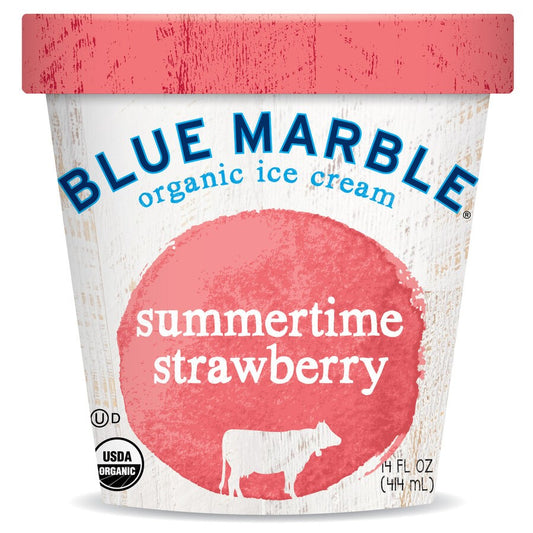 Blue Marble Organic Ice Cream Summertime Strawberry 14oz.