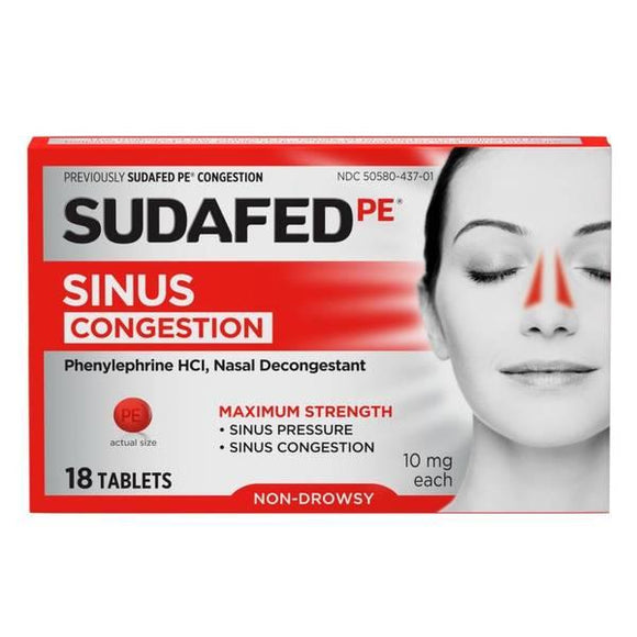 Sudafed Sinus Congestion 18 Tablets - East Side Grocery