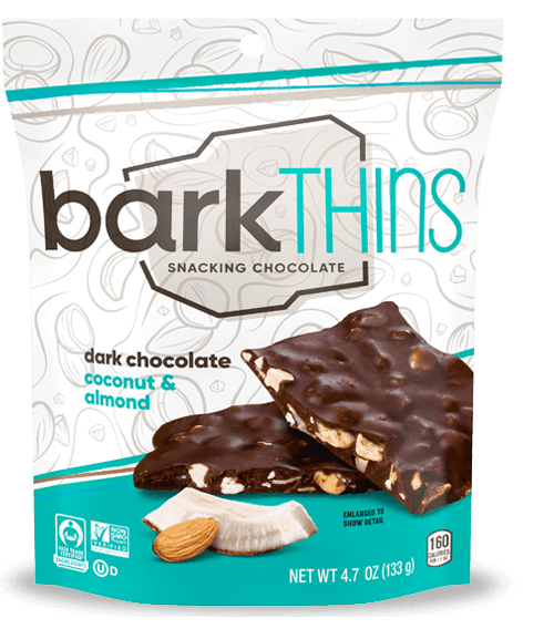 Bark Thins Dark Chocolate Coconut with Almond 4.7oz. - East Side Grocery