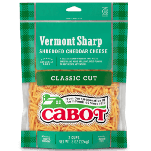 Cabot Shredded Cheese Vermont Sharp Yellow 8oz. - East Side Grocery