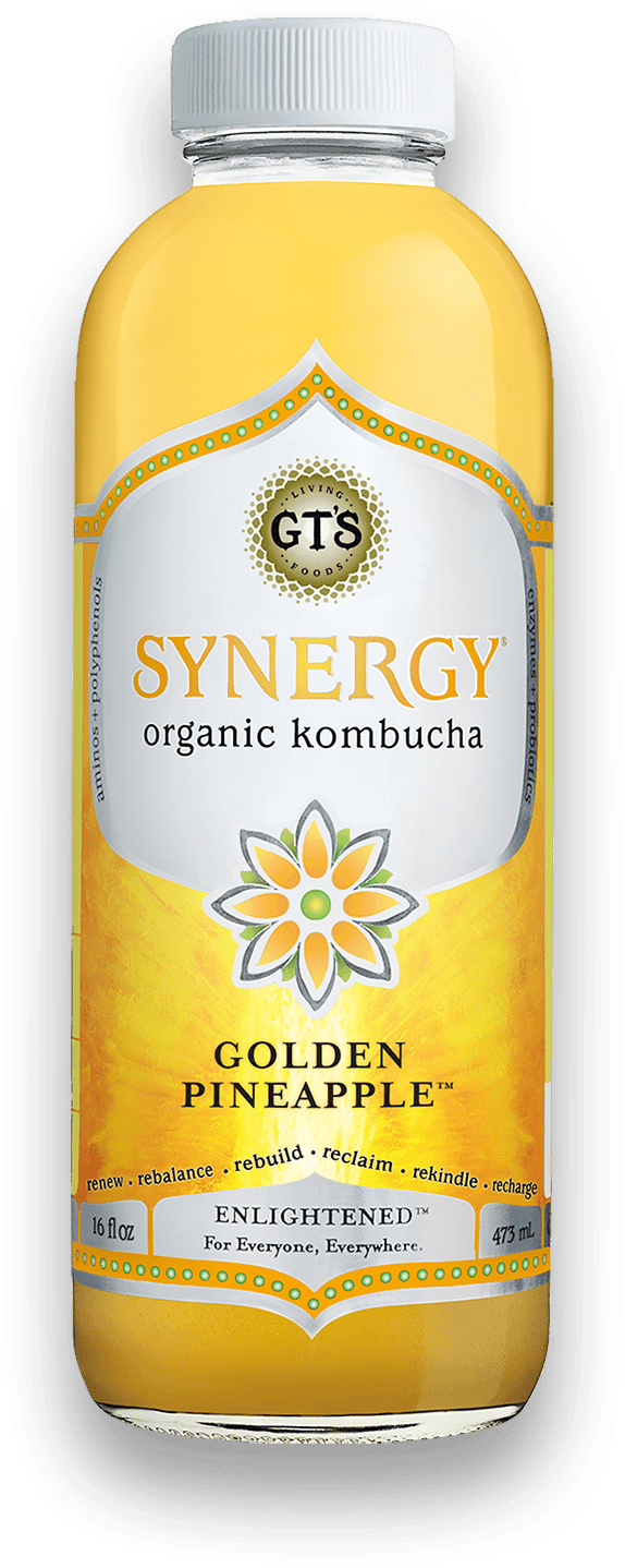 GT'S Synergy Kombucha Golden Pineapple 16oz. - East Side Grocery