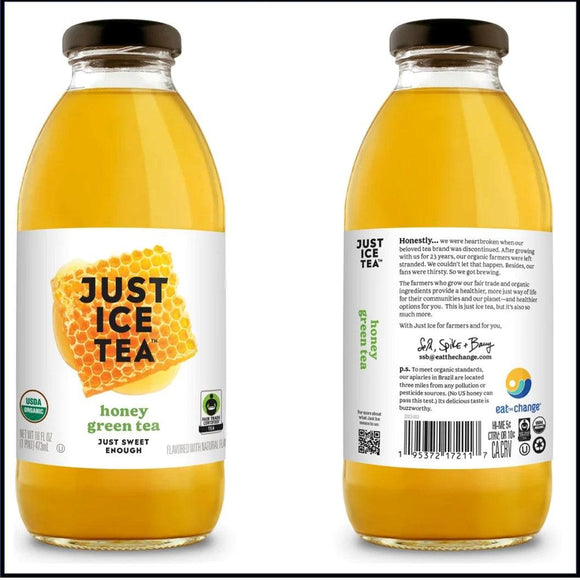 Just Ice Tea Honey Green 16oz. - East Side Grocery