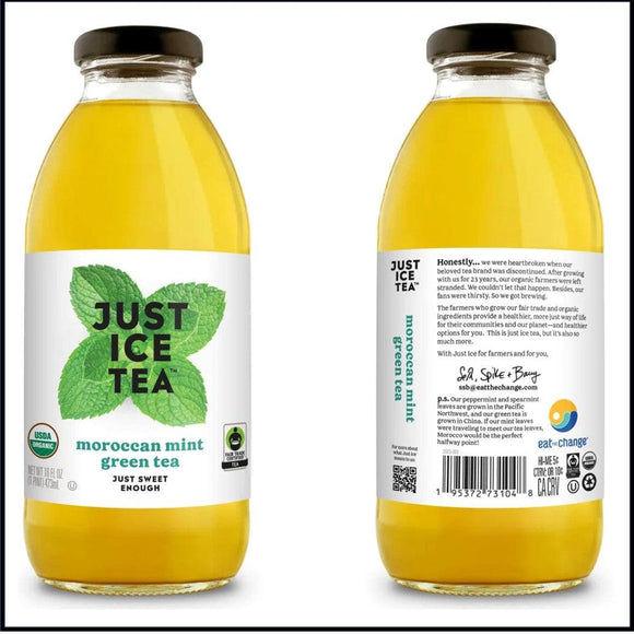 Just Ice Tea Moroccan Mint Green 16oz. - East Side Grocery