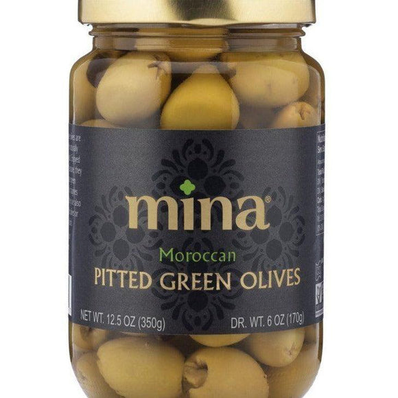 Mina Moroccan Pitted Green Olives - 12.5oz. - East Side Grocery