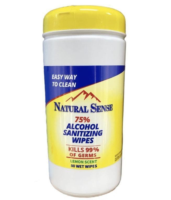 Natural Sense Alcohol Wipes Lemon 80ct. - East Side Grocery