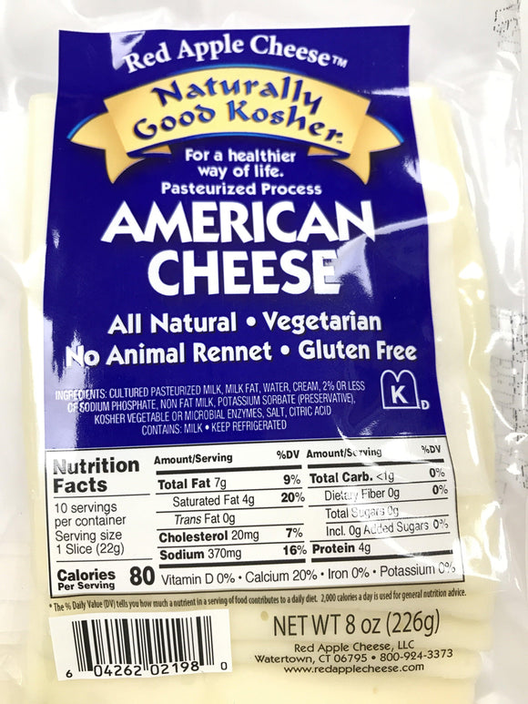 Naturally Kosher American White Sliced Cheese 8oz. - East Side Grocery