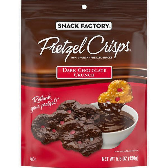 Snack Factory Dark Chocolate Crunch Pretzel Crisps 5.5oz. - East Side Grocery