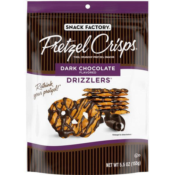 Snack Factory Dark Chocolate Drizzlers Pretzel Crisps 5.5oz. - East Side Grocery