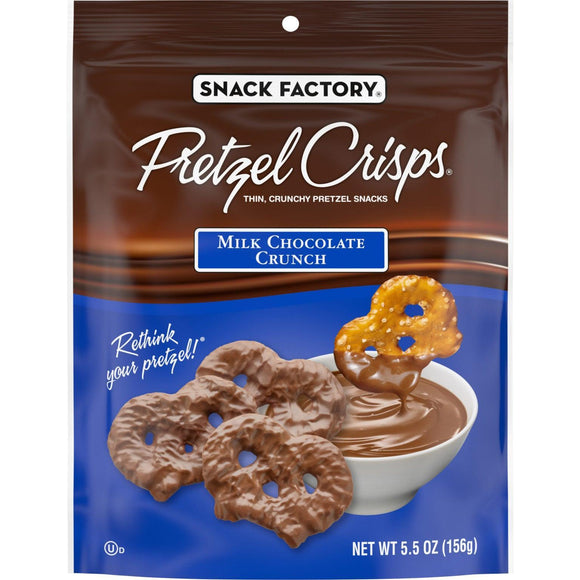 Snack Factory Milk Chocolate Crunch Pretzel Crisps 5.5oz. - East Side Grocery