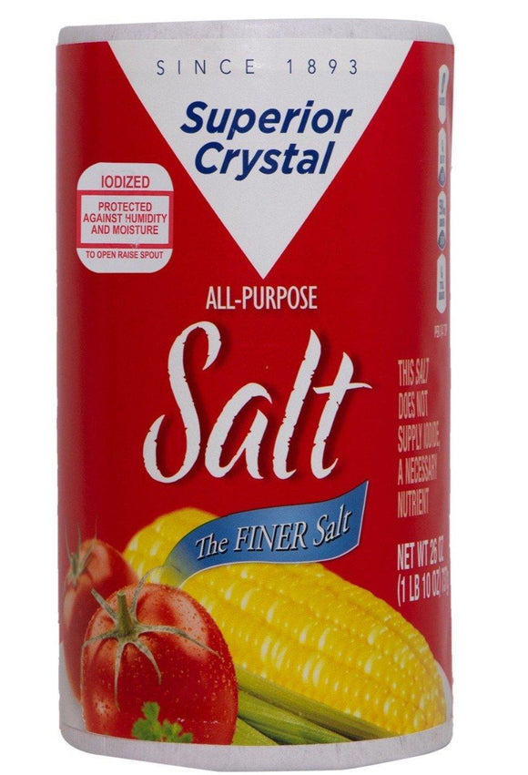 Superior Crystal Iodized Salt 26oz. - East Side Grocery